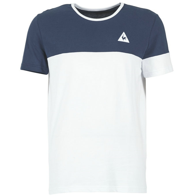 Le Coq Sportif Merrela Blanc / Marine - T-Shirts Manches Courtes Homme